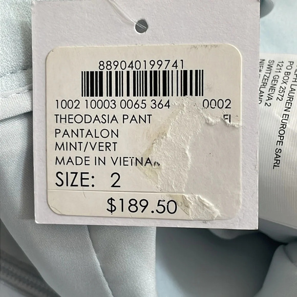 NWT Club Monaco Theodasia Wide Leg Pant Mint 2 - Picture 12 of 16